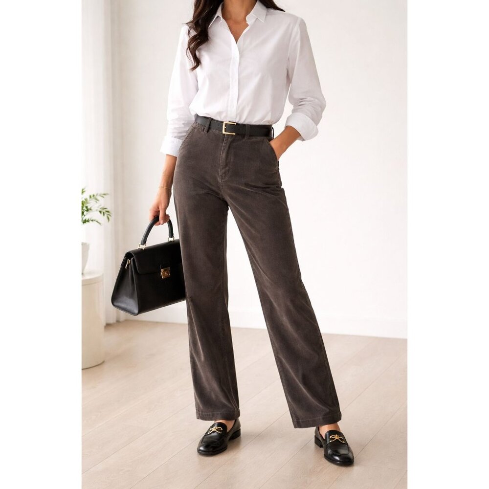 Lee Corduroy Pants 16M  Brown Straight Leg Classic Stretch Casual Minimalist